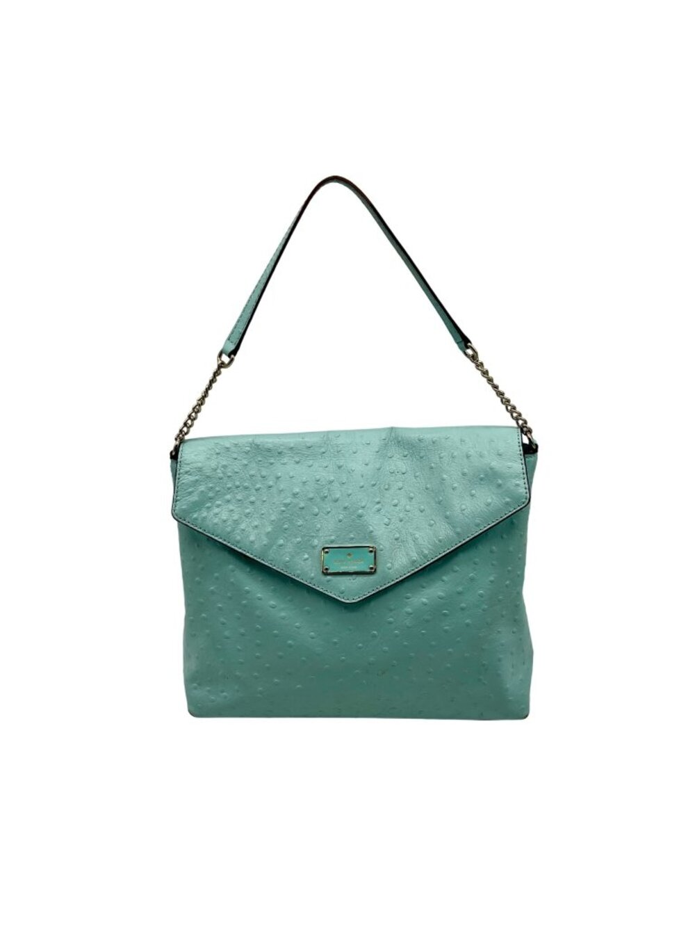 Kate Spade Turquoise Ostrich-Embossed Leather Shoulder Bag